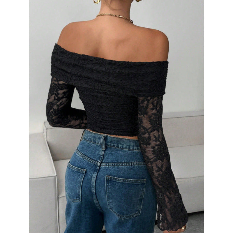 Damen Elegantes Off-Shoulder Oberteil mit Rüschendetails R&B