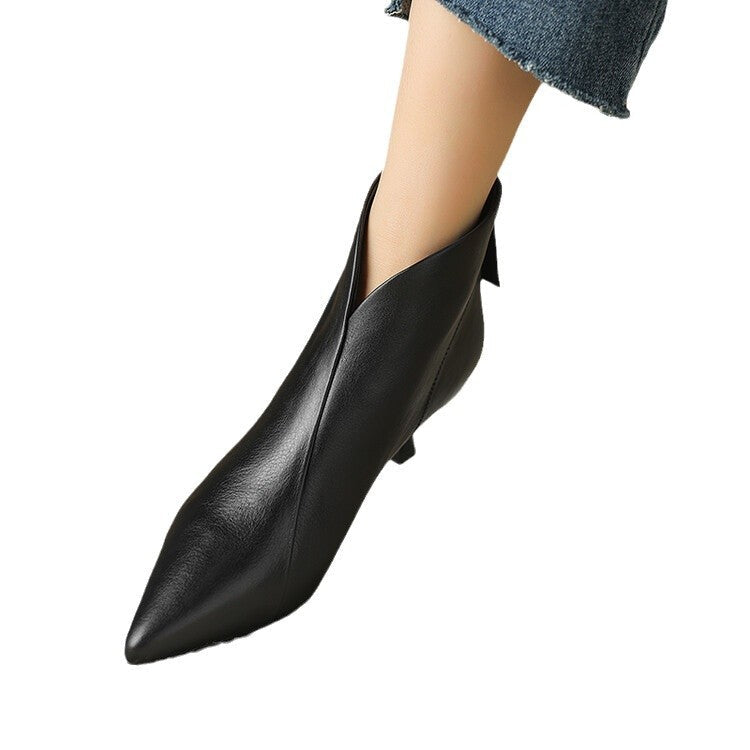 Damen nan spitze knöchelhohe Stiefelette mit niedrigem Pfennigabsatz und seitlichem Reißverschluss R&B