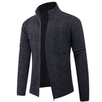 Herren Freizeit Strickjacke mit hohem Kragen und modernem Zipper