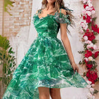 Damen Verspieltes Hochzeitskleid mit asymmetrischem Saum und Rüschendetails R&B