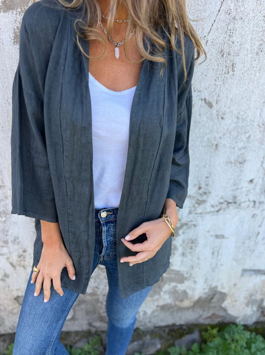 Damen lässige Sommerjacke aus leichtem Leinen R&B