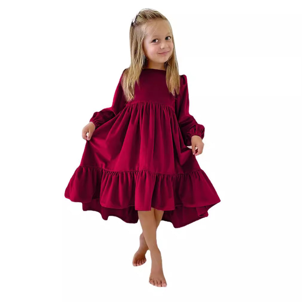 Damen festliches Kleid mit eleganten Rüschendetails und voluminösem Rock R&B