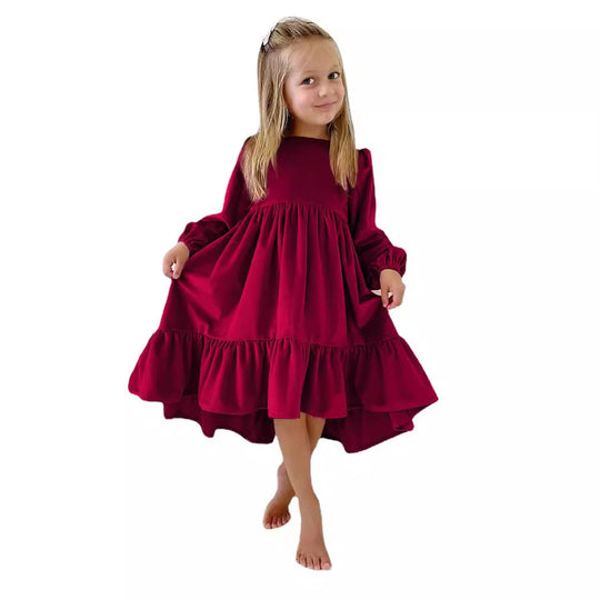 Damen festliches Kleid mit eleganten Rüschendetails und voluminösem Rock R&B