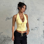 Damen elegantes Haltertop mit zartem Spitzendetail R&B