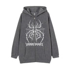 Damen Langarm Kapuzenjacke mit detailreichem Spinnenmotiv