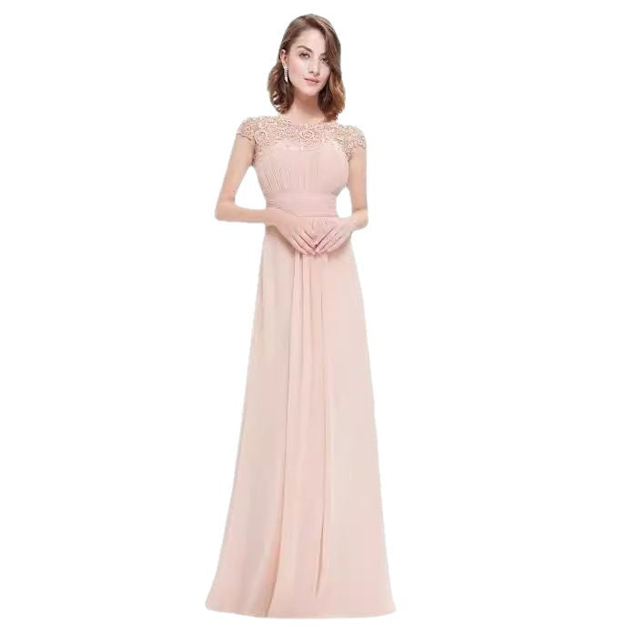 Damen Elegantes Maxikleid mit Spitzenoberteil und fließendem Rock EB