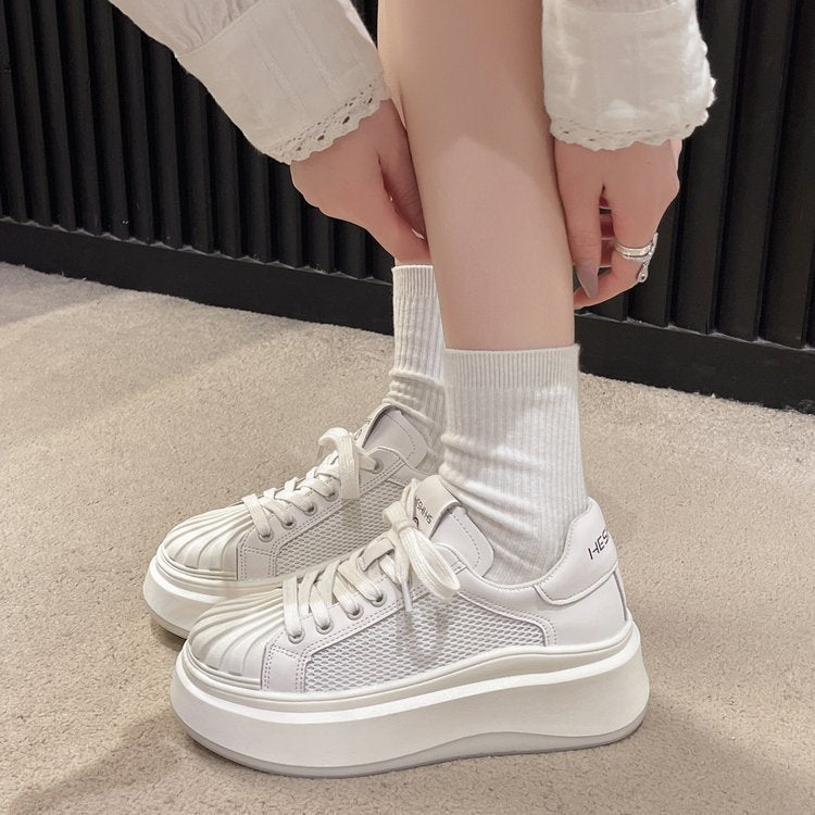 Damen modische Plateau-Sneaker mit atmungsaktivem Mesh-Obermaterial und komfortabler dämpfender Sohle R&B