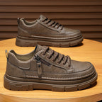 Damen Elegante Freizeit-Ledersneaker mit praktischem Reißverschluss und robustem Sohlenprofil