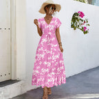 Damen Sommerliches Maxikleid mit floralen Akzenten und fließendem Rock R&B