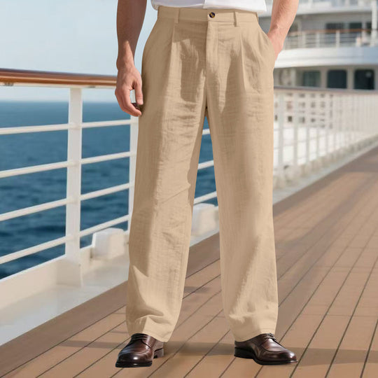 Herren elegante Freizeit-Hose mit weichem Stoff und weitem Schnitt R&B