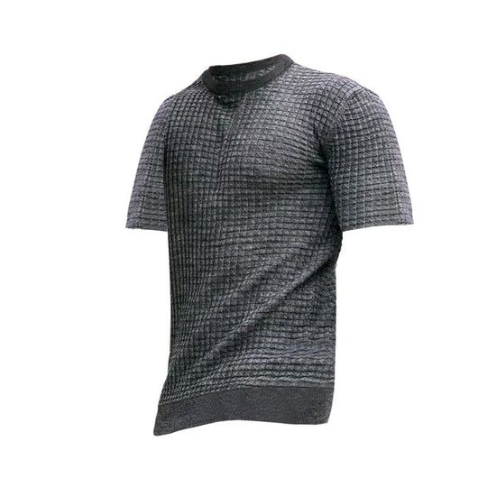Herren nan Waffelstruktur-Kurzarm-Strickshirt mit schmaler Passform und elastischem Rippsaum R&B