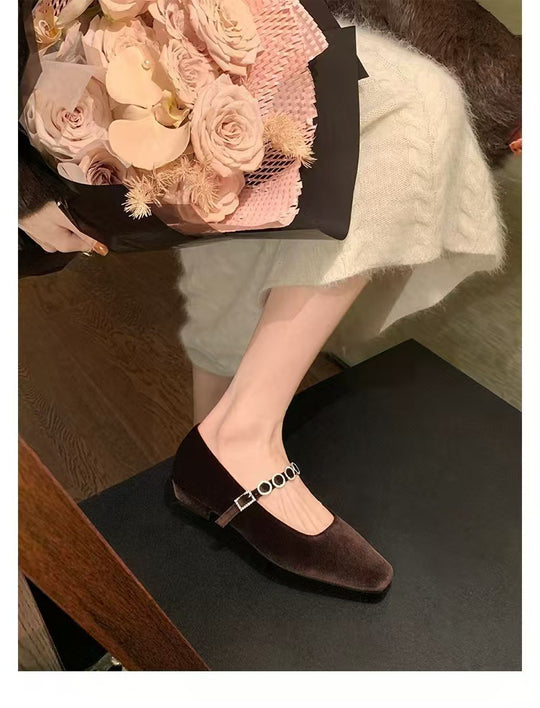 Damen Ballerinas mit elegantem Riemendesign und modischem Schmuck R&B