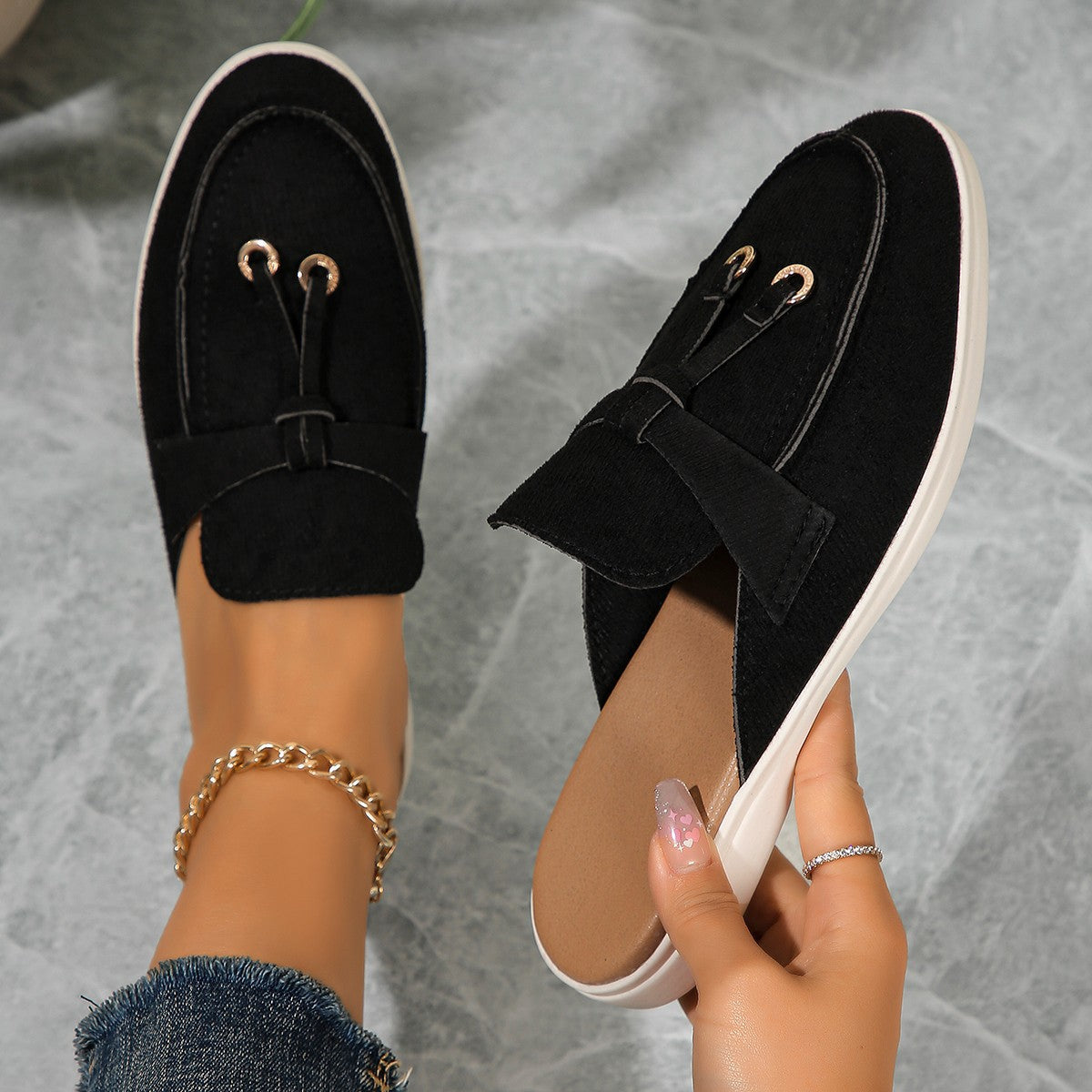 Damen Bequeme Slip-On Mokassins mit eleganter Schnallen-Applikation R&B