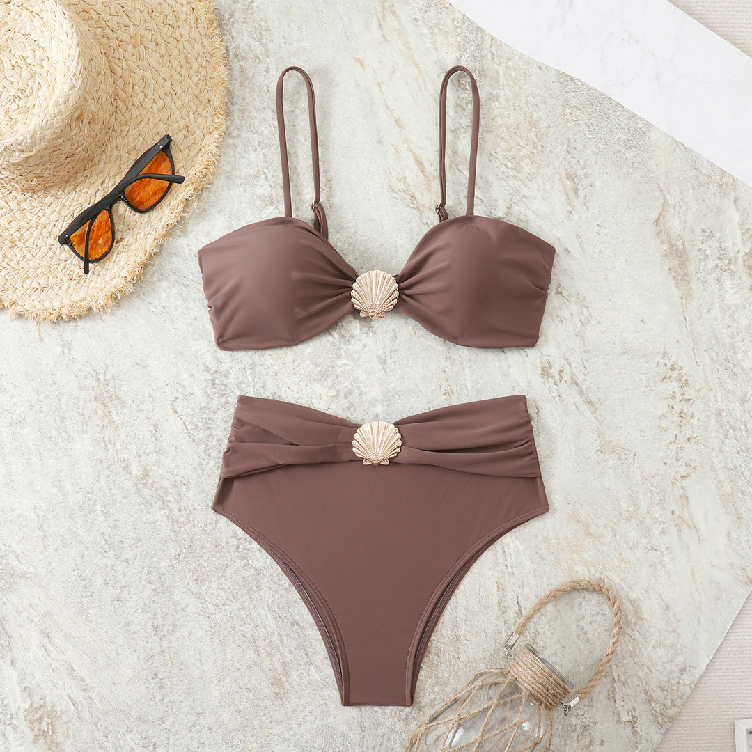 Damen Bandeau-Bikini mit eleganten Muschel-Details R&B