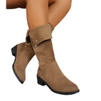 Damen Elegante Stiefel aus weichem mit modischen Knopfdetails R&B