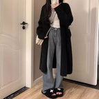 Damen langärmliger Strickcardigan aus weichem Material mit offenen Kanten R&B