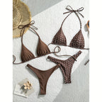 Damen Triangel-Bikini-Set mit verspieltem Punktedesign und elastischen Trägern R&B