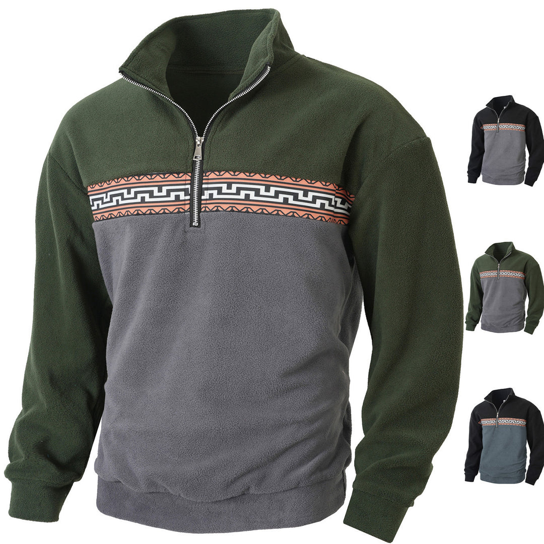 Herren Fleece Pullover mit modischem Stehkragen R&B