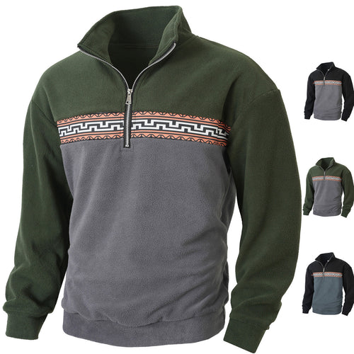 Herren Fleece Pullover mit modischem Stehkragen R&B