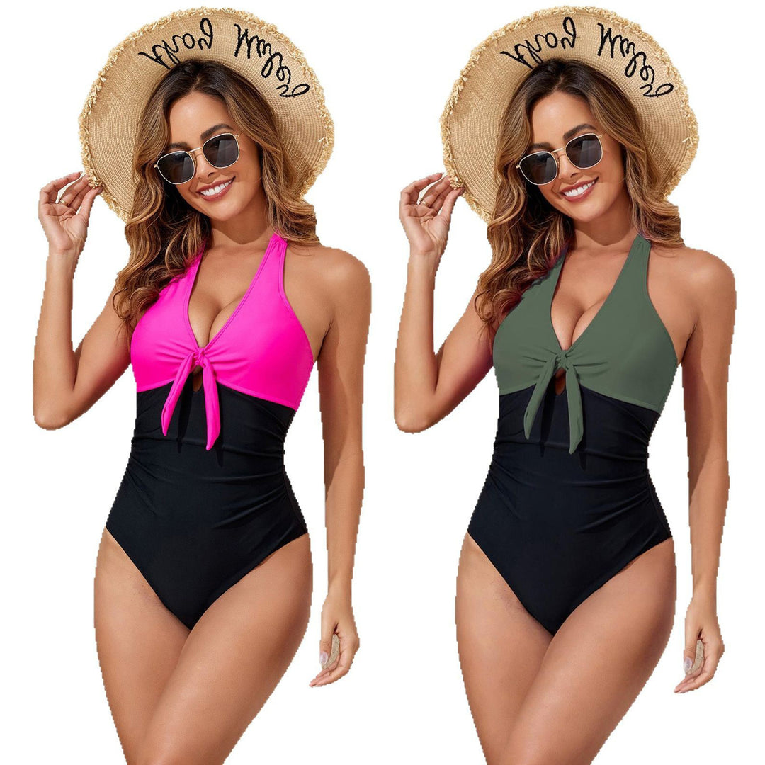 Damen Eleganter Einteiler Badeanzug mit verspieltem Knoten R&B