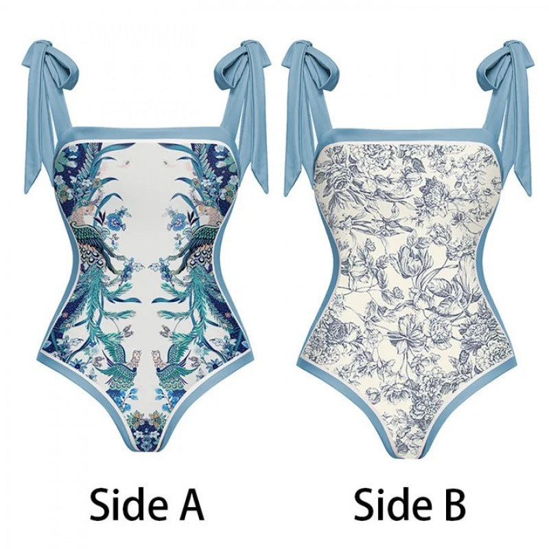 Damen Badeanzug-Set mit elegantem Wickelrock und modischen Schleifen R&B
