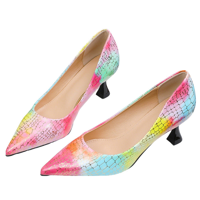 Damen spitze High Heels mit buntem Schlangen-Design R&B