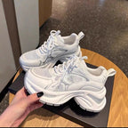 Damen Trendige hochgezogene Sneakers mit atmungsaktiver Mesh-Oberfläche und reflektierenden Akzenten R&B