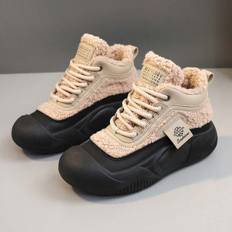 Damen Warme High-Top Sneakers mit flauschigem Innenfutter und rutschfester Sohle R&B