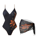 Damen R&BBadeanzug mit floralem Design und transparentem Wickelrock R&B