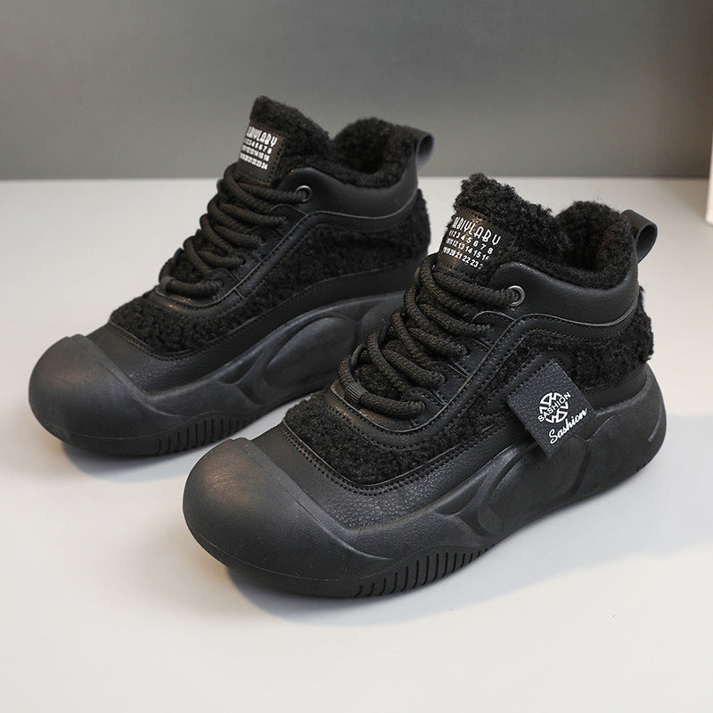 Damen Warme High-Top Sneakers mit flauschigem Innenfutter und rutschfester Sohle R&B