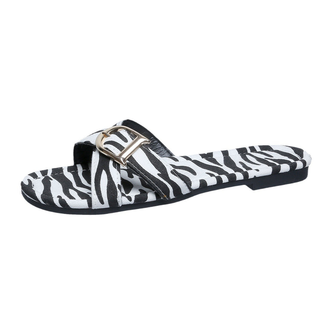 Damen Zehentrenner-Sandalen mit modischem Zebramuster und schickem Schnallen-Detail R&B