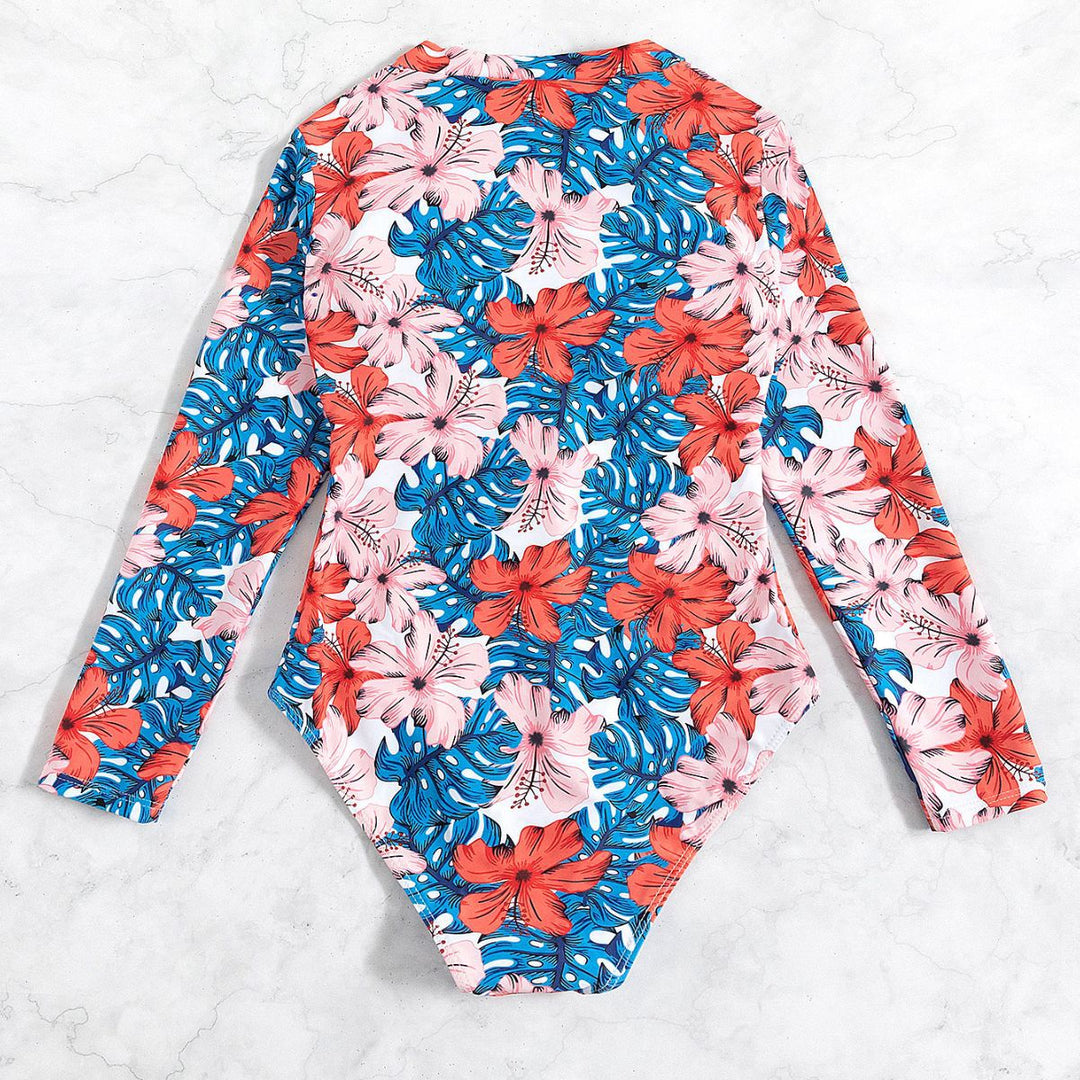 Damen Langärmliger Schwimmanzug mit floralem Muster R&B