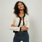 Damen Kurz geschnittene Strickjacke mit eleganten Knopf-Details R&B