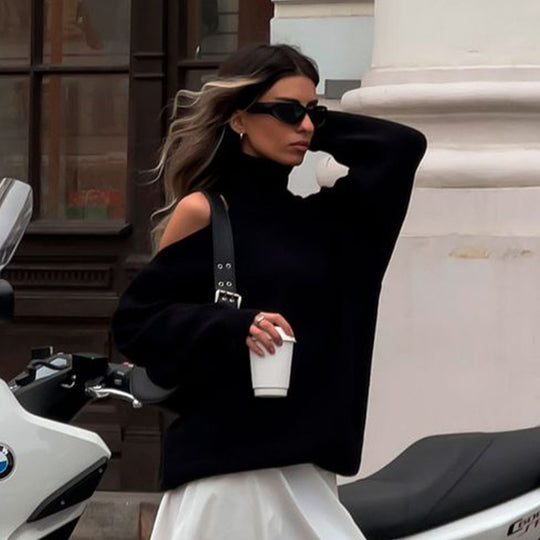 Damen Modischer Rollkragenpullover mit lässigem Schnitt R&B