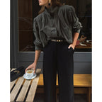 Damen elegante Jacke mit strukturierten Puffärmeln und Knopfdetail R&B