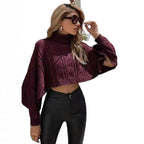 Damen kuscheliger Rollkragenpullover mit weitem Schnitt und strukturiertem Design R&B