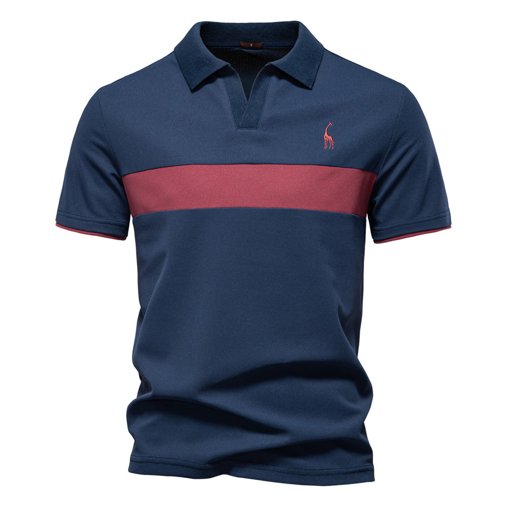 Herren Poloshirt mit modernem Blockdesign und hochwertiger Baumwollmischung R&B