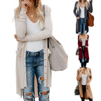Damen Langer Strickcardigan mit Knöpfen und Taschen R&B