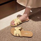Damen Elegante Slide-Sandalen mit funkelndem Metallverschluss EB