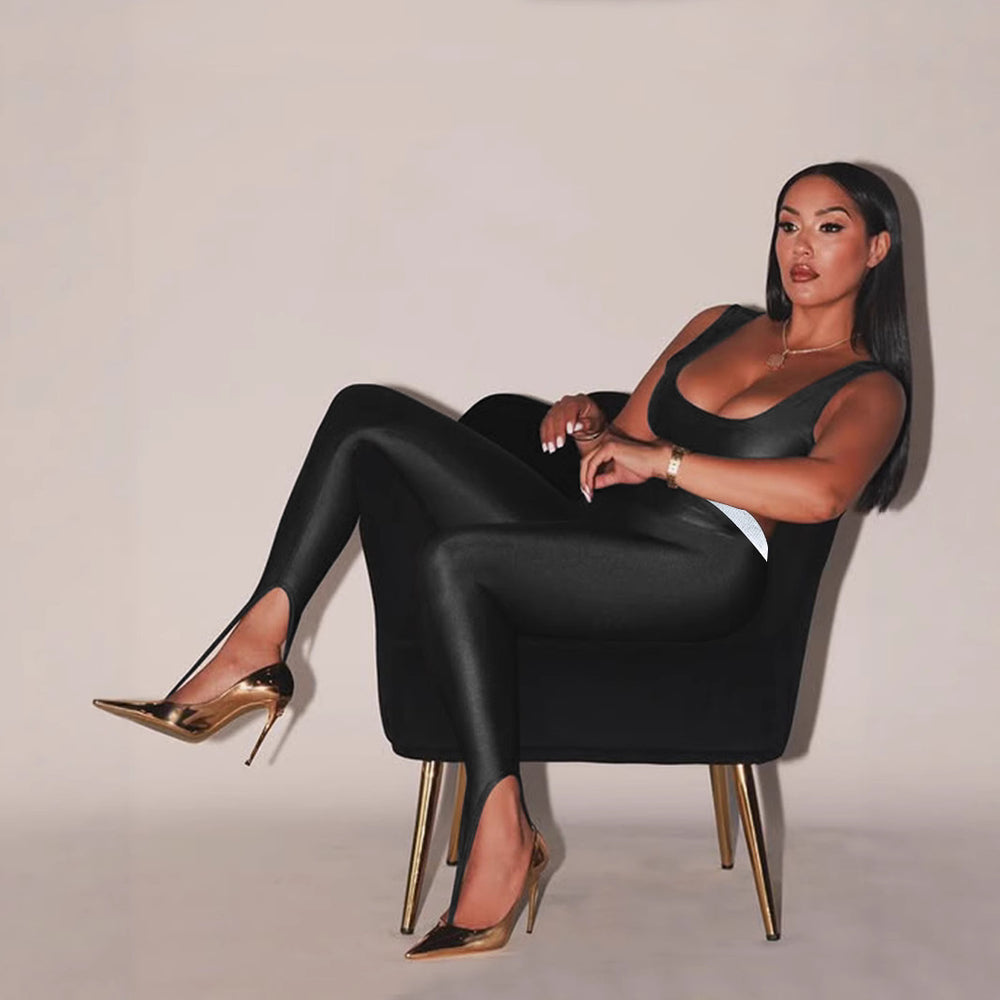 Damen Leggings mit stilvollen Cut-Outs und elastischem Komfortbund R&B