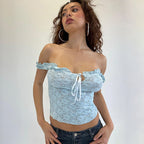 Damen Spitzenoberteil mit Rüschendetails und Bindegürtel R&B