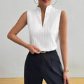 Damen Elegantes Top mit Stehkragen und feinen Plisseefalten R&B