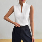 Damen Elegantes Top mit Stehkragen und feinen Plisseefalten R&B