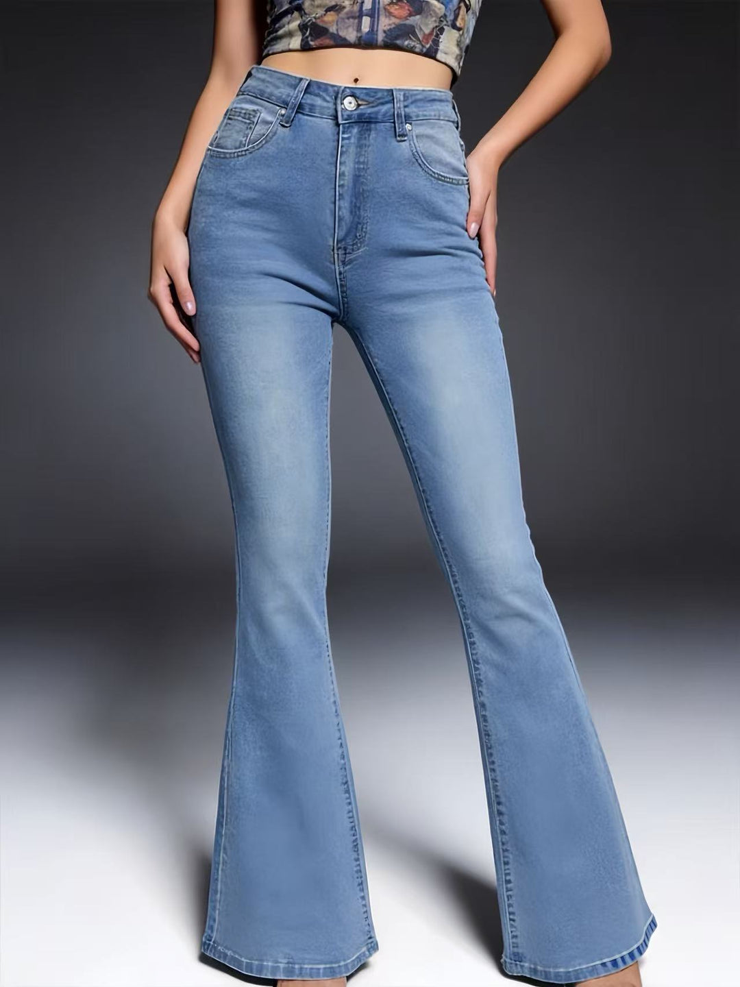 Damen Bootcut Jeans mit hohem Bund und trendiger Waschung R&B