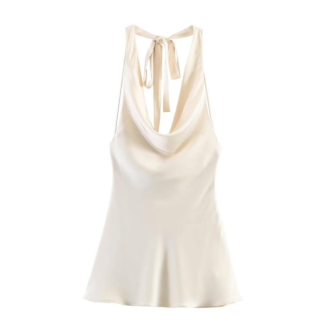 Damen Chic Haltertop aus hochwertigem Satin R&B