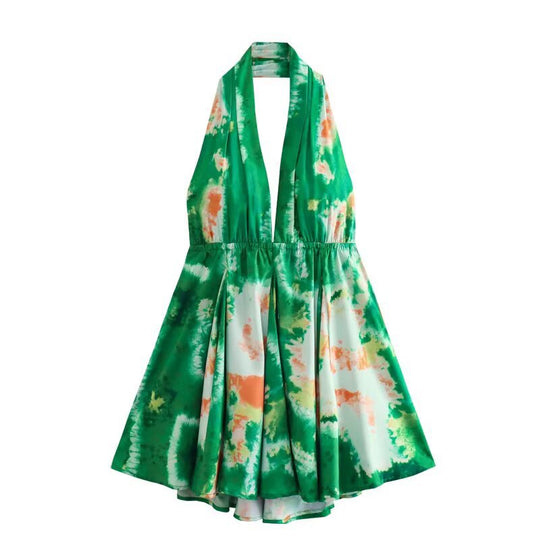 Damen Halterneck Kleid mit fließendem Rock R&B