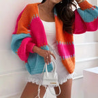 Damen farbenfroher Strickcardigan R&B