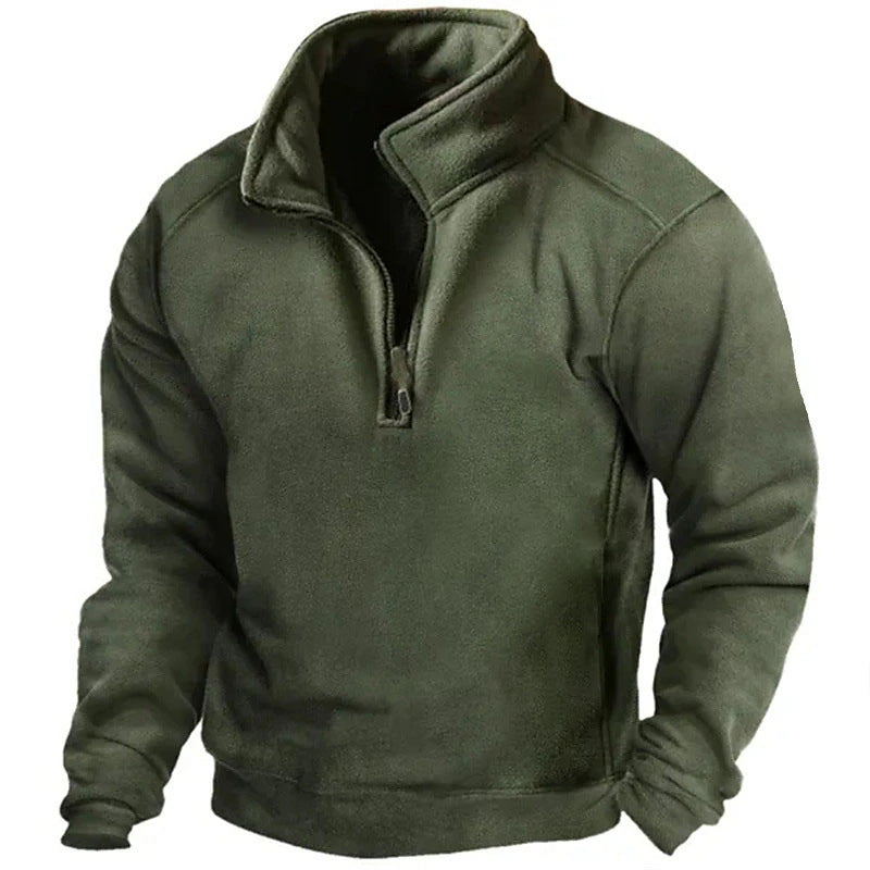 Herren Fleece-Pullover mit hohem Kragen und praktischen Reißverschluss R&B
