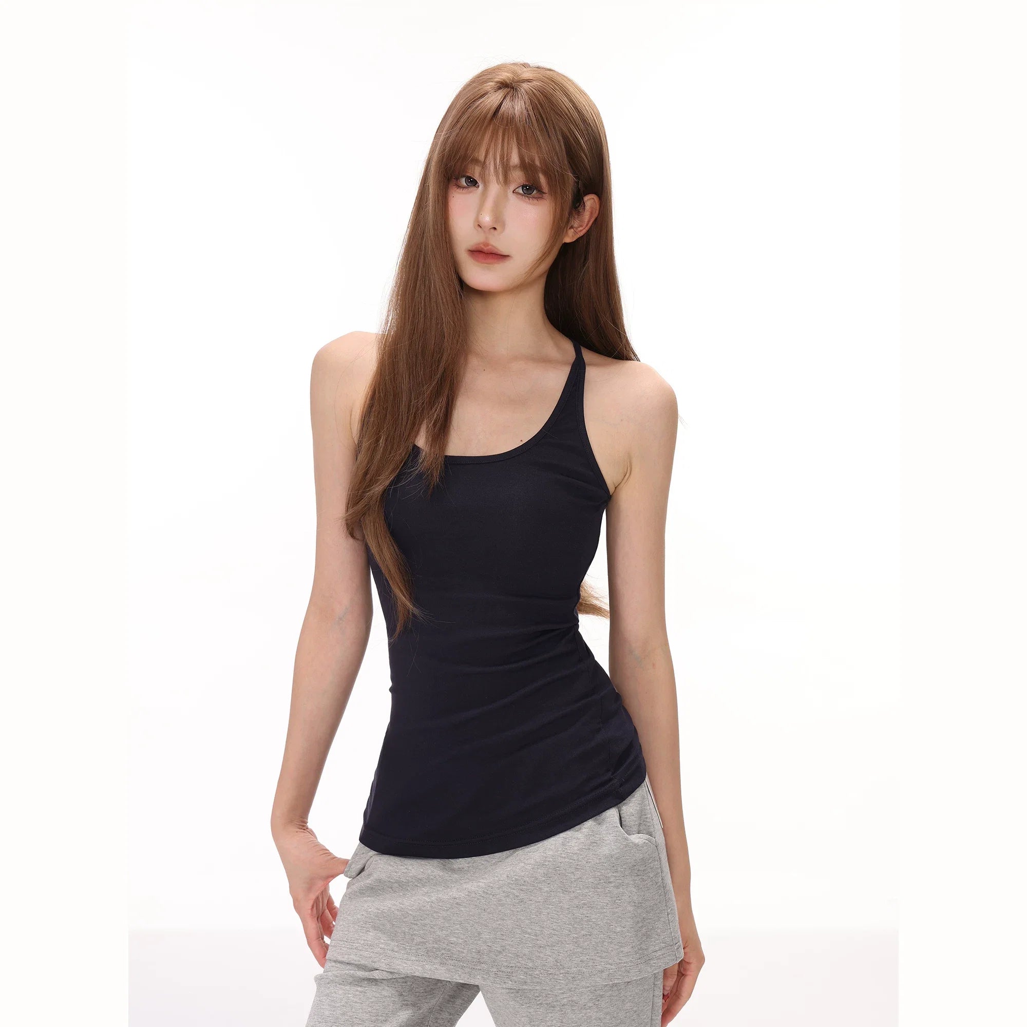 Damen nan figurnahes Performance-Tanktop aus Stretchjersey mit Racerback und formender Mittelnaht R&B
