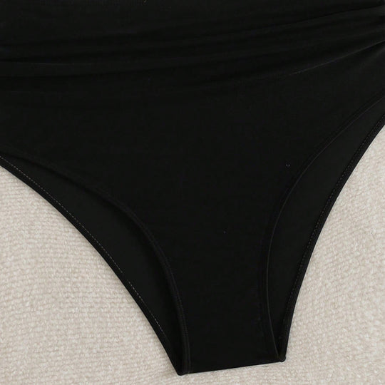 Damen Hochgeschnittener Bikini mit gestreiften Crop-Oberteil R&B
